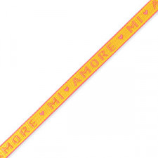 Ribbon text "Mi Amore" Yellow-coral pink